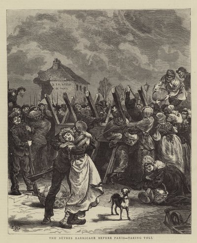 La barricade de Sèvres avant Paris, prenant un péage - Edward John Gregory
